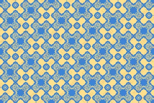 نمط هندسي مزخرف بألوان زرقاء وصفراء