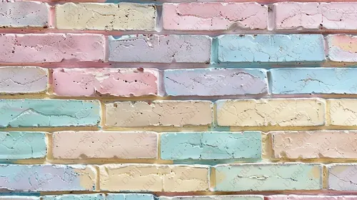 جدار من الطوب الملون بألوان pastel الناعمة
